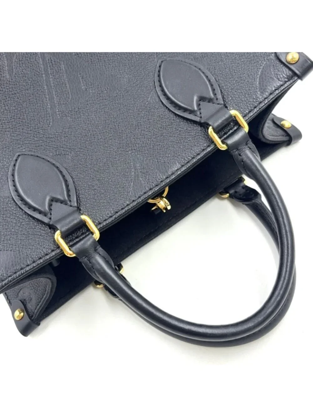 Louis Vuitton On The Go PM Monogram Empreinte Calfskin Black Handbag Gold